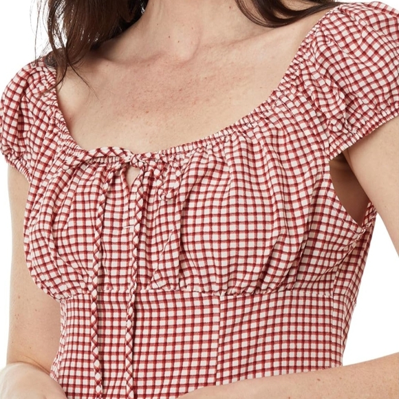 ✅️NEW Levi's Women's Clementine Cap Sleeve Red Gingham Mini Dress, SIZE: XL - Picture 4 of 16